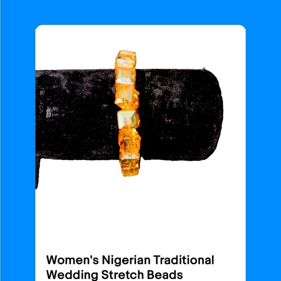 Women's Nigerian Traditional Wedding Stretch Beads Gorgeous Bride Wedding Gold - Picture 2 of 5